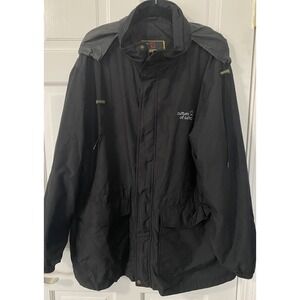 Baru Sports XL Black Hooded Windbreaker Jacket Culture of Safety Full Zip Pocket
